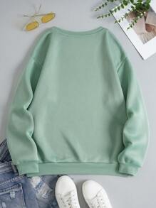 INAWLY Áo nỉ dài tay in hình phi hành gia, thích hợp mặc đi học, tốt nghiệp, làm giáo viên, áo nỉ mùa thu cho nữ. - Màu xanh Bạc hà - Xem 2