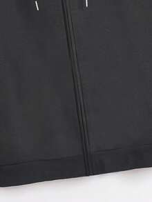 SHEIN Unity 加大码字母图案落肩抽绳卫衣 - 黑色 - 查看 6