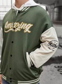 Aesthetic Post Nam Đồ họa Chữ cái Khối màu Thả vai Quá lớn Áo khoác Đại học Không có áo Hoodie - Nhiều màu - Xem 7