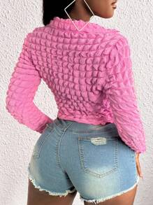 Slaydiva Lace Up Front Asymmetrical Hem Crop Tee