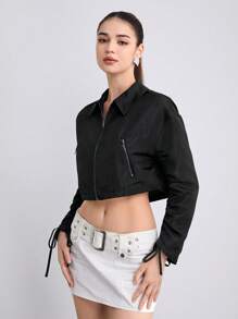 SHEINNeu Camicetta corta con manica regolabile con zip