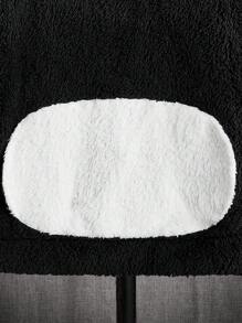 Manfinity RebelGame 男士卡通刺繡3D耳朵設計連帽絨毛運動衫 - 黑色 - 查看 4