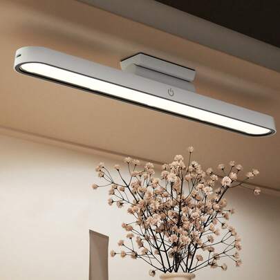 JMMO Luzes LED Lâmpada de Iluminação Inferior do Armário com 3 Cores, Luzes Noturnas a Bateria Recarregável, Memória de Iluminação e Base Magnética para Instalação Fácil Sem Adesivo para Escadas, Cozinha, Banheiro, Cama, Armário e Decoração de Parede