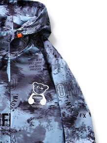 Men Long Sleeve Letter Graphic Drawstring Rave Hooded Jacket, Fall