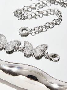 SHEIN ICON Chuỗi thắt lưng trang trí hình bướm - Màu Bạc Cổ - Xem 5