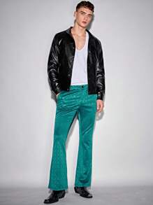 Manfinity VCAY Men Button Front PU Leather Jacket