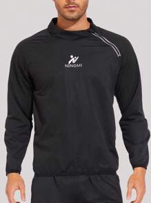Men Letter Graphic Sports Sweatshirt Gym Clothes Men - Black - View 3
