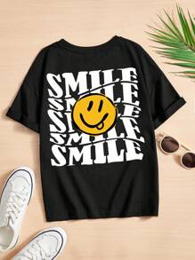 Teen Girl Cartoon & Letter Graphic Tee - Black - View 1