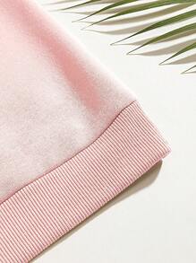 大碼汽車和字母圖案加絨內裏運動衫 - 粉色 - 查看 4