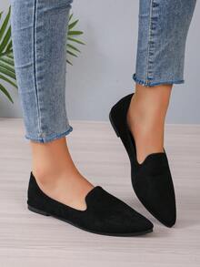 女性時尚所有季節平底樂福鞋適用於戶外運動 - 黑色 - 查看 3