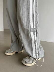 DAZY Contrast Side Seam Wide Leg Pants,Women Joggers - Grey - View 8