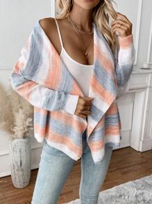 SHEIN LUNE Áo len cardigan cổ thác nước nhiều màu - Nhiều màu - Xem 3