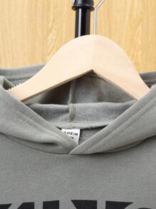 SHEIN Cậu bé Tween Đồ họa Chữ cái Áo Hoodie & Quần thể thao - Nhiều màu - Xem 5