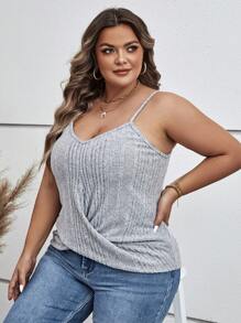 SHEIN Clasi Plus Crossover Front Cami Top - Light Grey - View 7