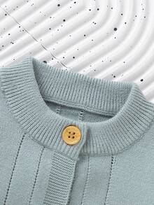 女嬰前紐扣開襟衫 - 淺藍色 - 查看 3