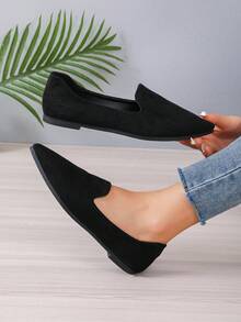 女性時尚所有季節平底樂福鞋適用於戶外運動 - 黑色 - 查看 5