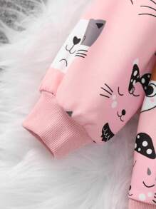 SHEIN Leap Crew 女小童字母和卡通圖案套頭衫&緊身打底褲 - 彩色 - 查看 4