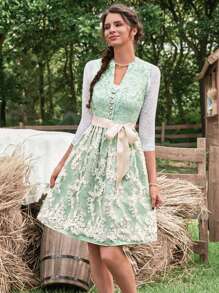 Chiquease Floral Print Belted Dress Without Tee Country Dress