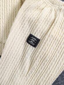 SHEIN 男小童字母補丁細節衛衣和衛褲 - 杏色 - 查看 8