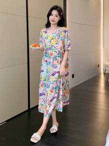 DAZY Allover Floral Print Nightdress Pajama, Moo Moo - Multicolor - View 4