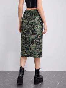 SHEINNeu Camo In Tách đùi Váy - Nhiều màu - Xem 2