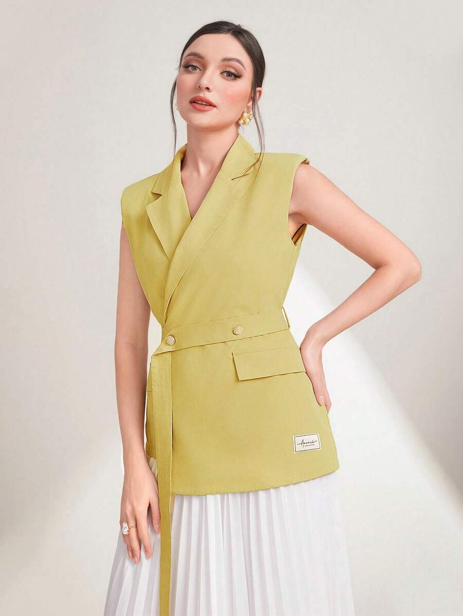 Mulvari Dekoracyjne naszycie z napisem Z paskiem Marynarka Z Kamizelką