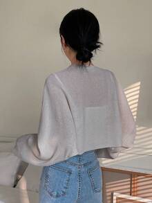 DAZY 蝙蝠袖休闲设计开衫 - 紫色 - 查看 2