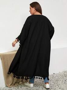 SHEIN VCAY Hơn Trang chí tua cờ Mở Mặt trước áo - màu đen - Xem 2
