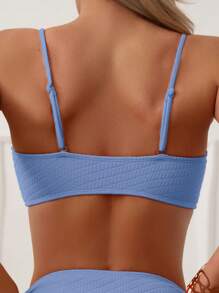 Swim Basics Summer Beach Solid High Waisted Bikini Set