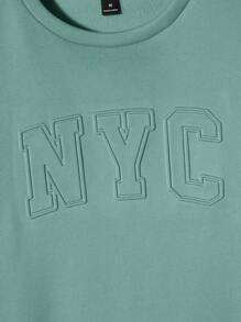 Manfinity BRENVOR 男士压花字母图案卫衣，适合秋冬季节，长袖上衣