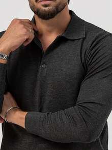 男士純色立領毛衣 - 深灰色 - 查看 6