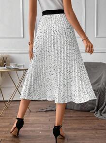 SHEIN Clasi Polka Dot Print Pleated Skirt Without Belt