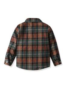 Young Boy Plaid Print Button Front Shirt - Multicolor - View 2