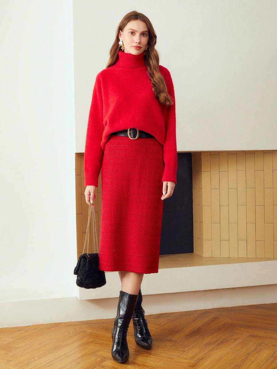 MOTF PREMIUM Fuzzy Áo len dệt kim Váy