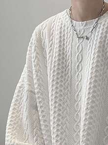 Manfinity Hypemode Men Letter Patched Drop Shoulder Sweatshirt - White - View 5