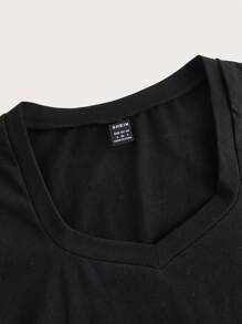 SHEIN EZwear Summer Dress Solid Ruched Bodycon Black Dress,Business Casual Woman