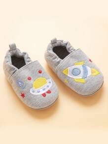Zapatos de caminar para bebés de 0 a 3 años con bordado de dibujos animados, de estilo slip-on - Gris - Ver 6