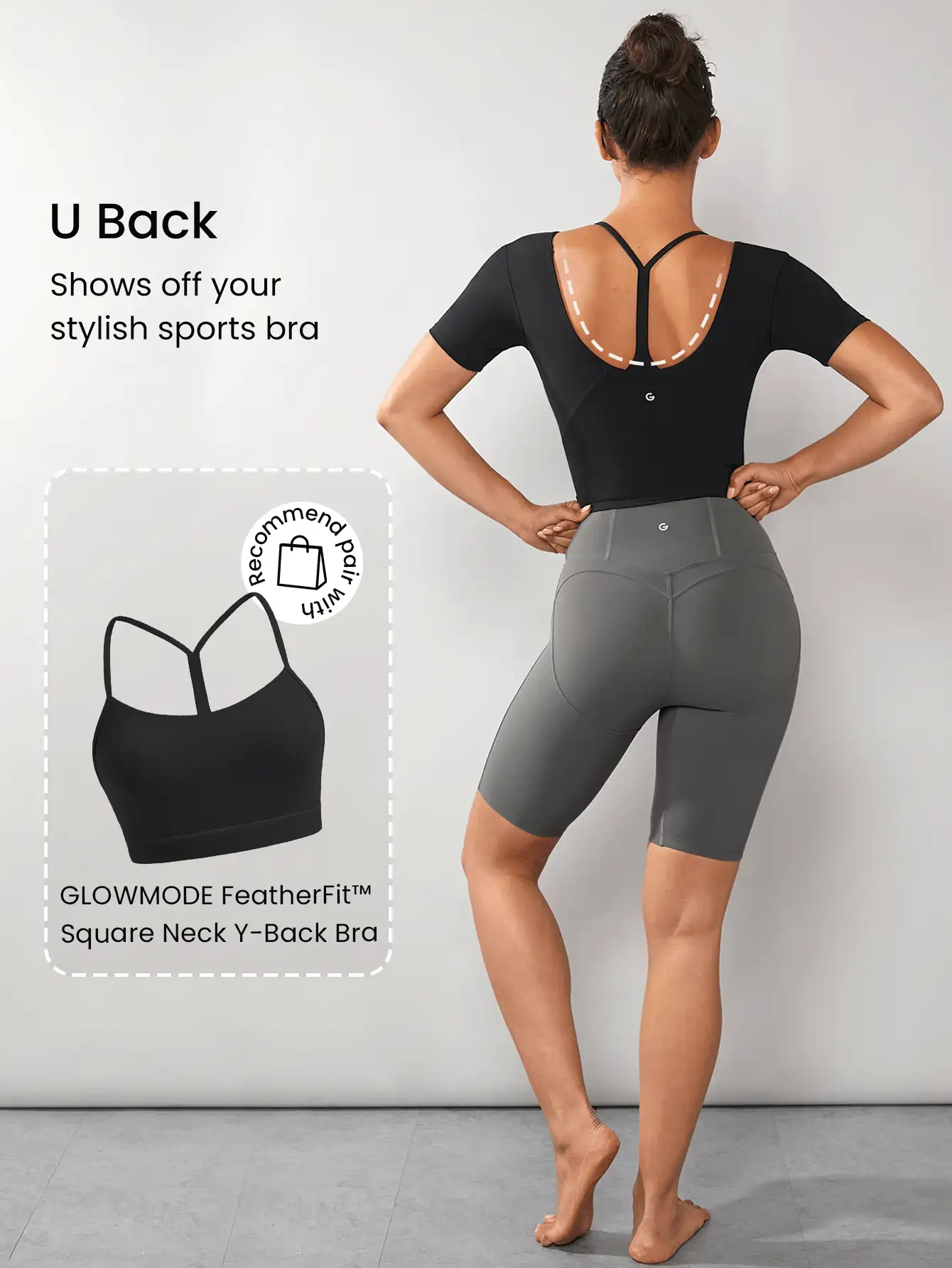 GLOWMODE Featherfit™纖薄短款輪廓t恤 - 黑色 - 查看 2