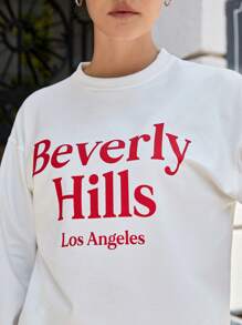 RueChic Letter Graphic Drop Shoulder Tee & Sweatpants - Beige - View 5