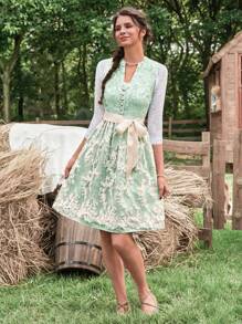 Chiquease Floral Print Belted Dress Without Tee Country Dress