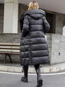 HaiLuoZi Zip Up Hooded Padded Coat For Winter - Black - View 5