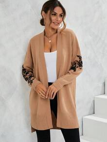 Áo Cardigan hở vai họa tiết hoa - Lạc đà - Xem 4