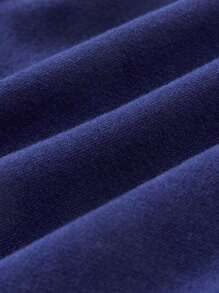 Cozy Pixies Baby Boy Letter Print Drop Shoulder Long Sleeve Sweatshirt & Jogger Pants Set With Round Neckline - Navy Blue - View 6