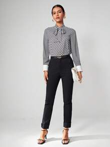 BizChic Pantalones unicolor con bolsillo oblicuo - Negro - Ver 7