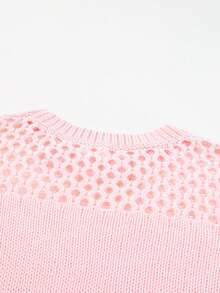 CILKOO Solid Open Knit Sweater - Pink - View 4