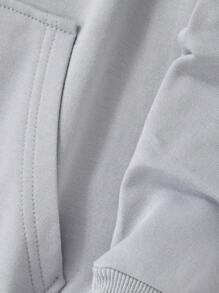 EURMUSE Men Kangaroo Pocket Drawstring Hoodie - Light Grey - View 5