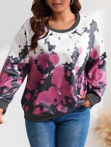 SHEIN Essnce Hơn Nhuộm buộc Thả vai Áo nỉ - Màu tím - Xem 4