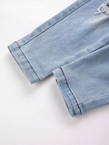 Young Boy Ripped Frayed Bleach Wash Jeans - Light Wash - View 4