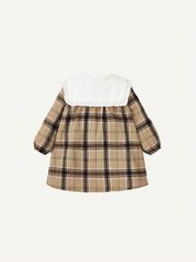Cozy Pixies Baby Girl Plaid Print Peter-pan Collar Dress - Coffee Brown - View 2