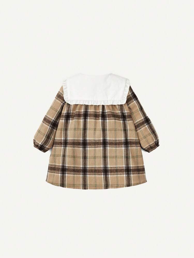 Baby Girl Plaid Print Peter-pan Collar Dress
